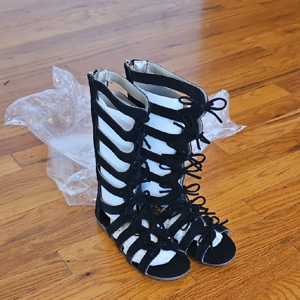 Black and White Gladiator Sandals